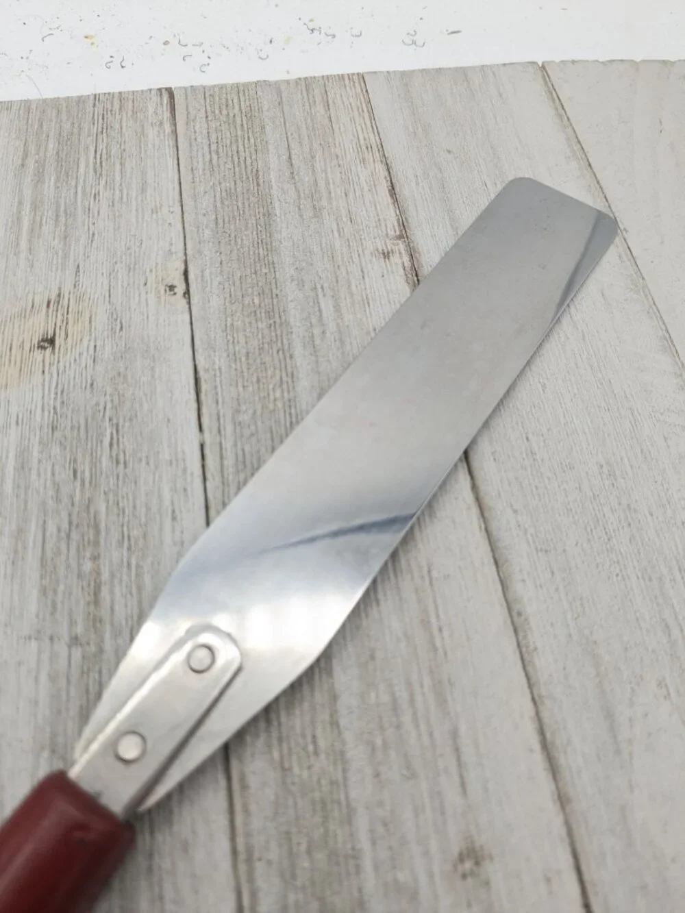 Vintage Stanley Cake Icing Spatula Stainless Steel Maroon Handle USA 11 1/4